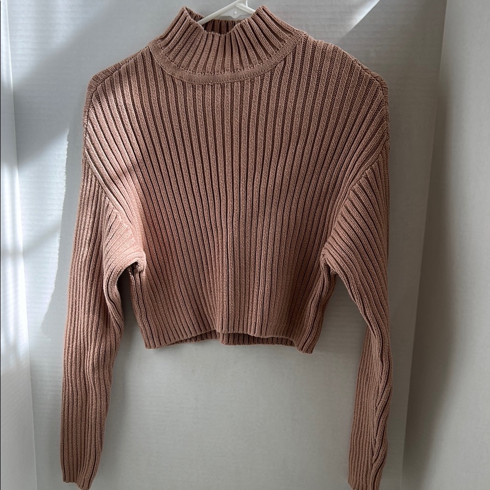 Ribbed Knit crop Sweater - Blush color by LA Hearts